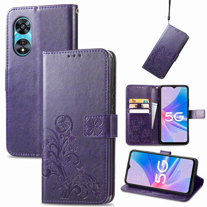 Four-leaf Clasp Embossed Buckle Leather Phone Case, For OPPO A57 4G, For OPPO A97 5G, For Realme C33, For vivo Y16