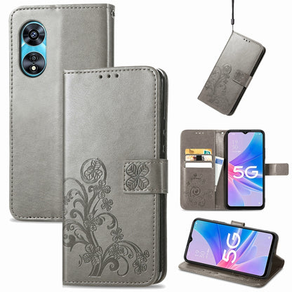 Four-leaf Clasp Embossed Buckle Leather Phone Case, For OPPO A57 4G, For OPPO A97 5G, For Realme C33, For vivo Y16