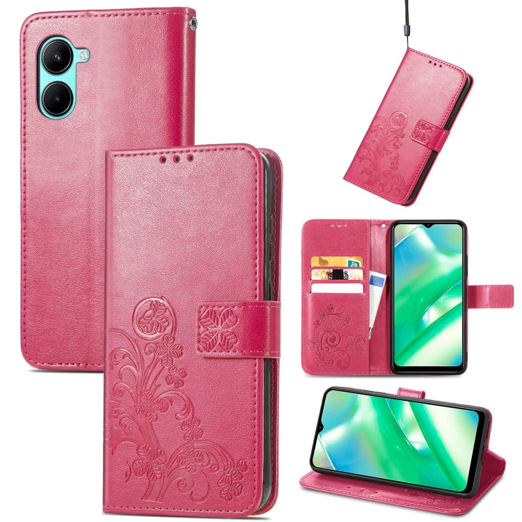 Four-leaf Clasp Embossed Buckle Leather Phone Case, For OPPO A57 4G, For OPPO A97 5G, For Realme C33, For vivo Y16