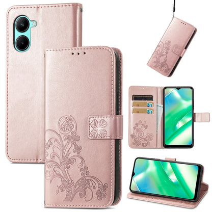Four-leaf Clasp Embossed Buckle Leather Phone Case, For OPPO A57 4G, For OPPO A97 5G, For Realme C33, For vivo Y16