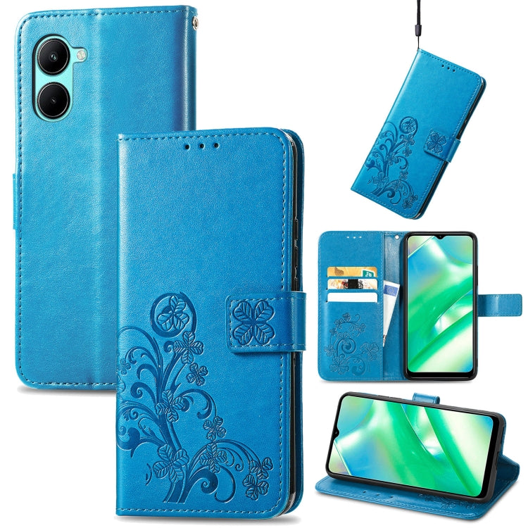 Four-leaf Clasp Embossed Buckle Leather Phone Case, For OPPO A57 4G, For OPPO A97 5G, For Realme C33, For vivo Y16