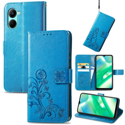 Four-leaf Clasp Embossed Buckle Leather Phone Case, For OPPO A57 4G, For OPPO A97 5G, For Realme C33, For vivo Y16
