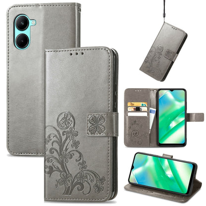 Four-leaf Clasp Embossed Buckle Leather Phone Case, For OPPO A57 4G, For OPPO A97 5G, For Realme C33, For vivo Y16