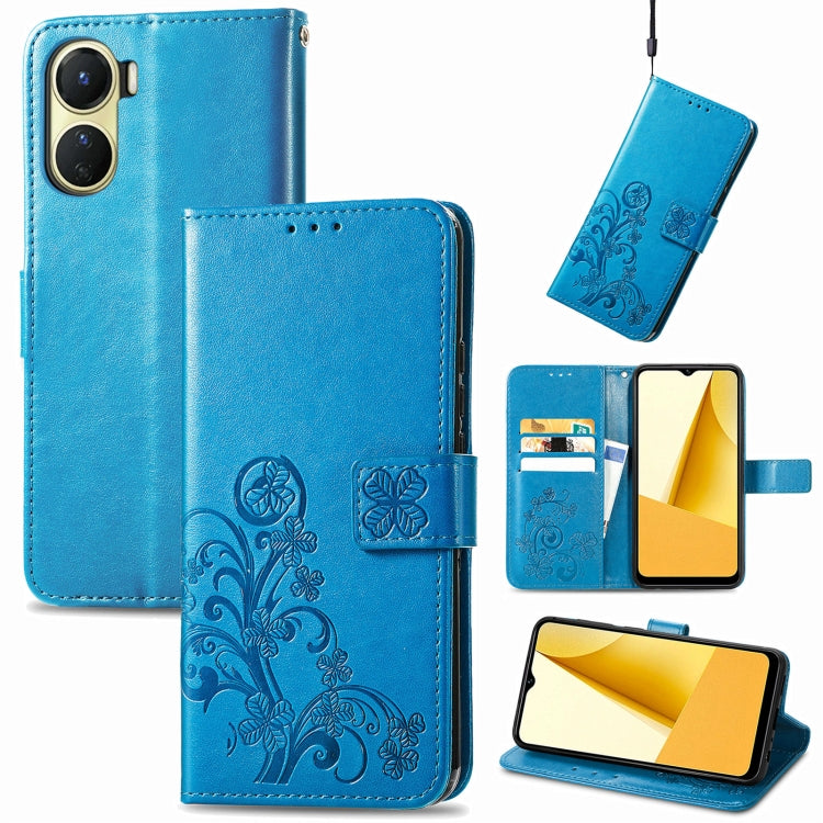 Four-leaf Clasp Embossed Buckle Leather Phone Case, For OPPO A57 4G, For OPPO A97 5G, For Realme C33, For vivo Y16