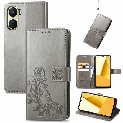 Four-leaf Clasp Embossed Buckle Leather Phone Case, For OPPO A57 4G, For OPPO A97 5G, For Realme C33, For vivo Y16