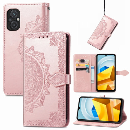 Mandala Flower Embossed Leather Phone Case, For UMIDIGI A13S, For ZTE Blade A72 4G, For Xiaomi Poco M5, For ZTE Blade V40S