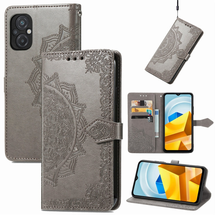 Mandala Flower Embossed Leather Phone Case, For UMIDIGI A13S, For ZTE Blade A72 4G, For Xiaomi Poco M5, For ZTE Blade V40S