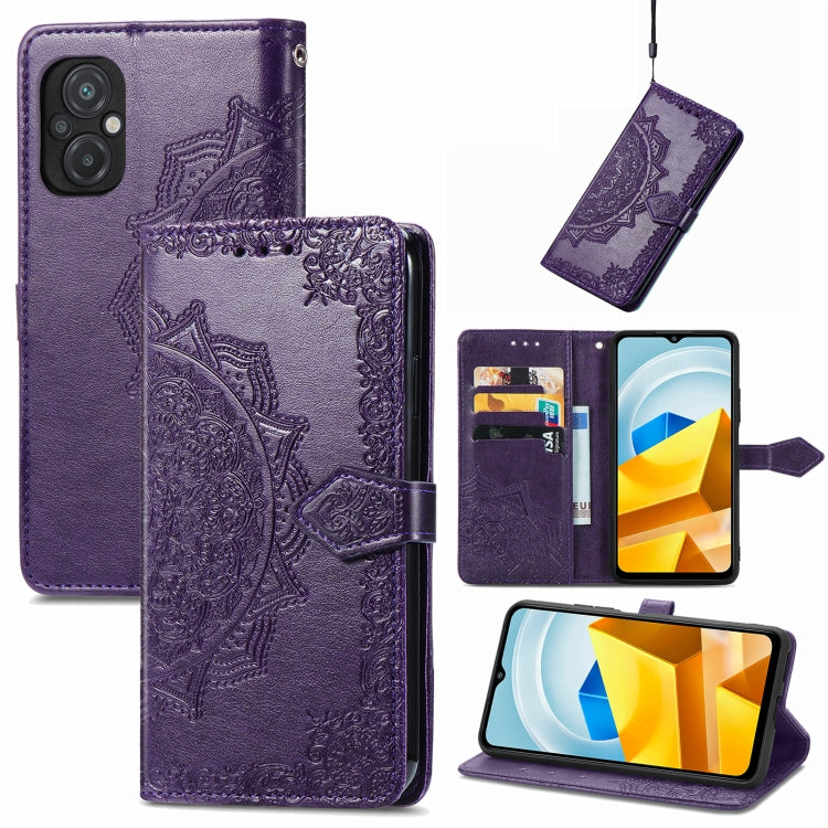 Mandala Flower Embossed Leather Phone Case, For UMIDIGI A13S, For ZTE Blade A72 4G, For Xiaomi Poco M5, For ZTE Blade V40S