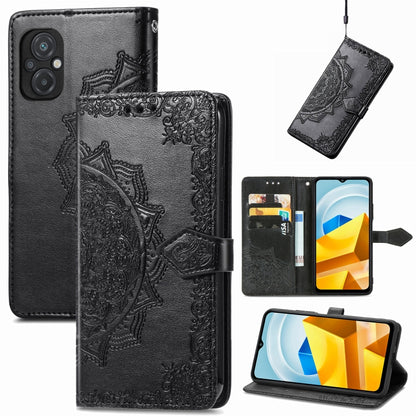 Mandala Flower Embossed Leather Phone Case, For UMIDIGI A13S, For ZTE Blade A72 4G, For Xiaomi Poco M5, For ZTE Blade V40S