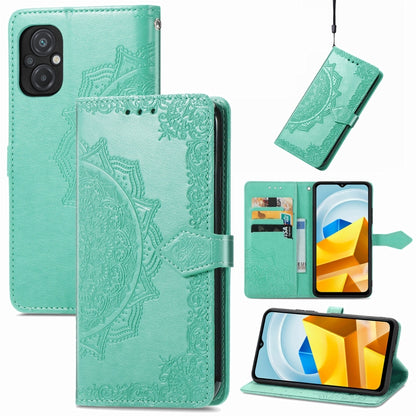 Mandala Flower Embossed Leather Phone Case, For UMIDIGI A13S, For ZTE Blade A72 4G, For Xiaomi Poco M5, For ZTE Blade V40S