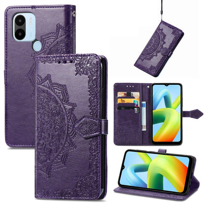 Mandala Flower Embossed Leather Phone Case, For ZTE Blade V40 Pro, For Xiaomi Redmi A1+, For Huawei Mate 50 Pro, For Xiaomi Poco X3 Pro