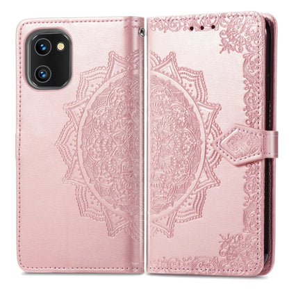 Mandala Flower Embossed Leather Phone Case, For UMIDIGI A13S, For ZTE Blade A72 4G, For Xiaomi Poco M5, For ZTE Blade V40S