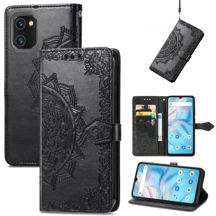 Mandala Flower Embossed Leather Phone Case, For UMIDIGI A13S, For ZTE Blade A72 4G, For Xiaomi Poco M5, For ZTE Blade V40S