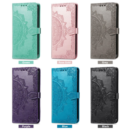 Mandala Flower Embossed Leather Phone Case, For UMIDIGI A13S, For ZTE Blade A72 4G, For Xiaomi Poco M5, For ZTE Blade V40S