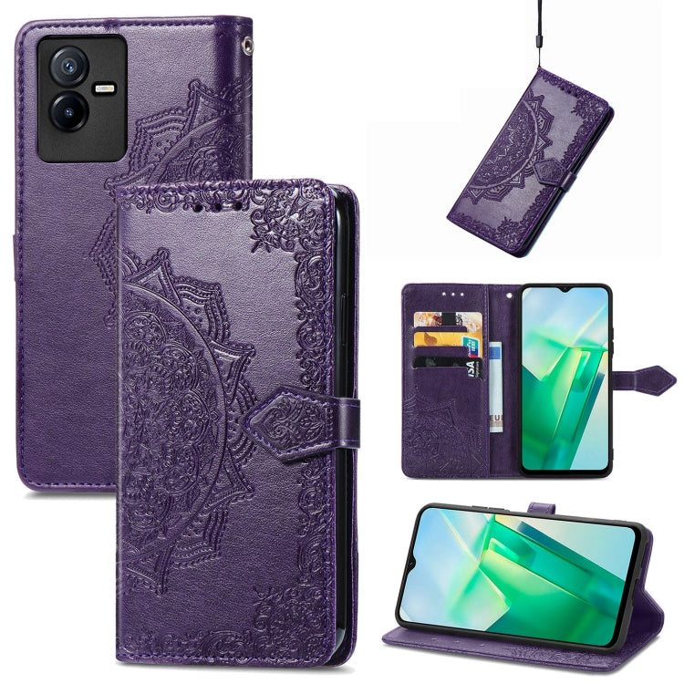 Mandala Flower Embossed Leather Phone Case, For Xiaomi Poco X4 GT, For Xiaomi Redmi Note 10S, For Asus Zenfone 9, For vivo T2X 5G