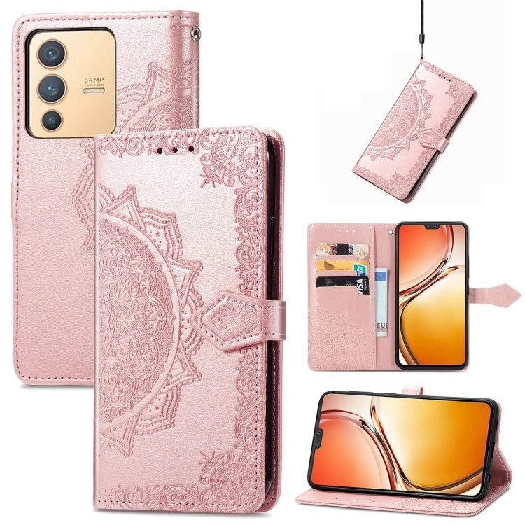 Mandala Flower Embossed Leather Phone Case, For vivo V23 5G, For vivo X80 Lite, For vivo X80 Pro