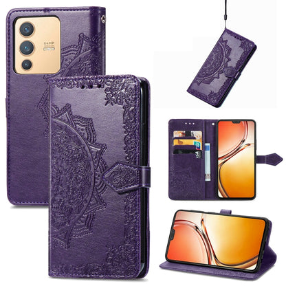 Mandala Flower Embossed Leather Phone Case, For vivo V23 5G, For vivo X80 Lite, For vivo X80 Pro
