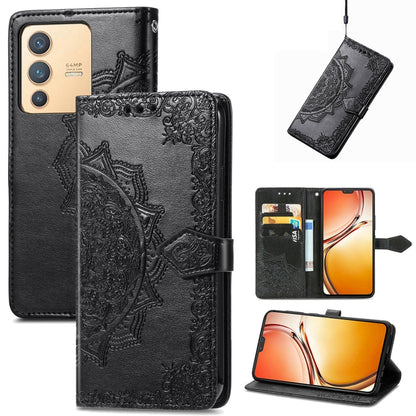 Mandala Flower Embossed Leather Phone Case, For vivo V23 5G, For vivo X80 Lite, For vivo X80 Pro