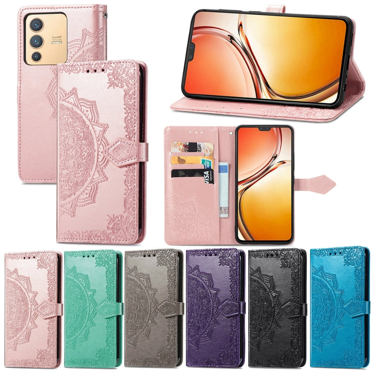 Mandala Flower Embossed Leather Phone Case, For vivo V23 5G, For vivo X80 Lite, For vivo X80 Pro