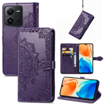 Mandala Flower Embossed Leather Phone Case, For vivo V23 5G, For vivo X80 Lite, For vivo X80 Pro