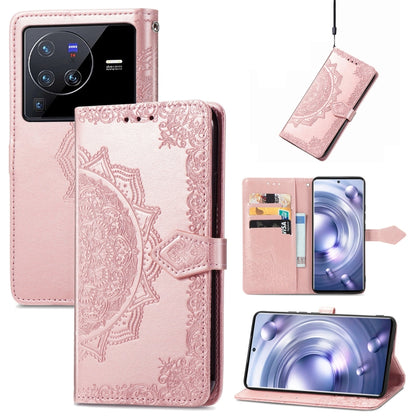 Mandala Flower Embossed Leather Phone Case, For vivo V23 5G, For vivo X80 Lite, For vivo X80 Pro