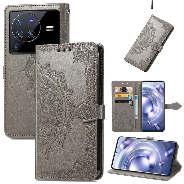 Mandala Flower Embossed Leather Phone Case, For vivo V23 5G, For vivo X80 Lite, For vivo X80 Pro