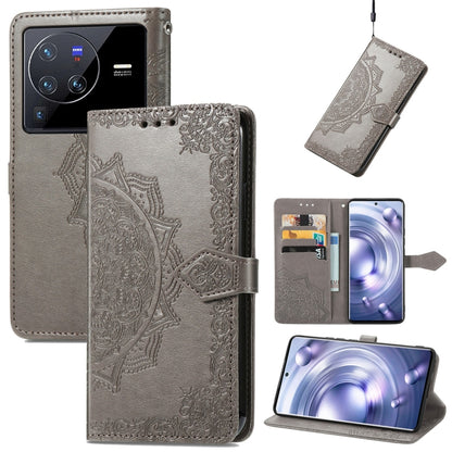 Mandala Flower Embossed Leather Phone Case, For vivo V23 5G, For vivo X80 Lite, For vivo X80 Pro