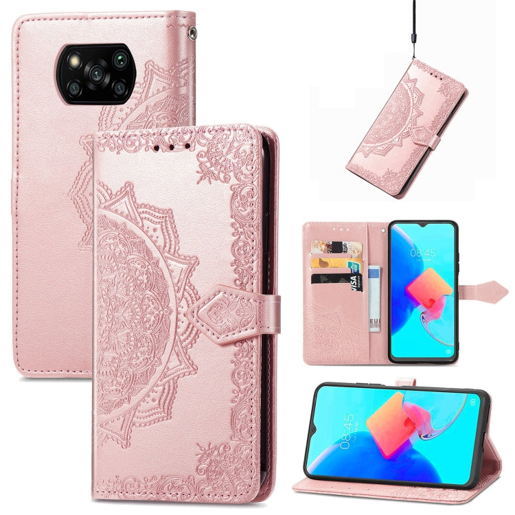 Mandala Flower Embossed Leather Phone Case, For ZTE Blade V40 Pro, For Xiaomi Redmi A1+, For Huawei Mate 50 Pro, For Xiaomi Poco X3 Pro