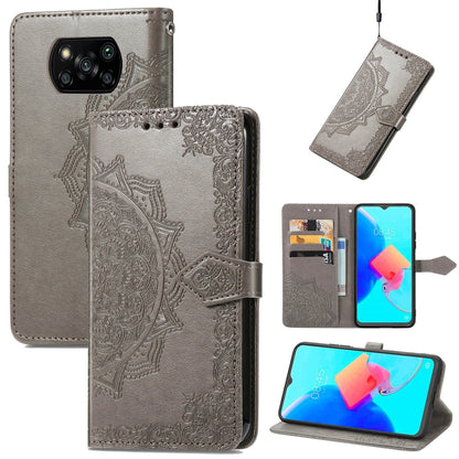 Mandala Flower Embossed Leather Phone Case, For ZTE Blade V40 Pro, For Xiaomi Redmi A1+, For Huawei Mate 50 Pro, For Xiaomi Poco X3 Pro