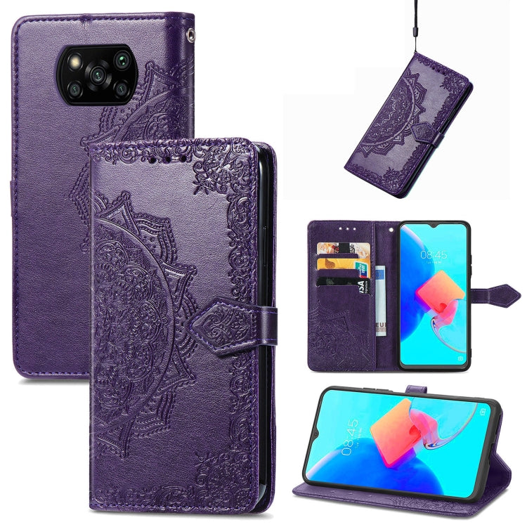 Mandala Flower Embossed Leather Phone Case, For ZTE Blade V40 Pro, For Xiaomi Redmi A1+, For Huawei Mate 50 Pro, For Xiaomi Poco X3 Pro