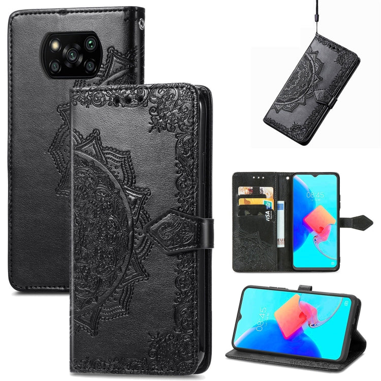 Mandala Flower Embossed Leather Phone Case, For ZTE Blade V40 Pro, For Xiaomi Redmi A1+, For Huawei Mate 50 Pro, For Xiaomi Poco X3 Pro