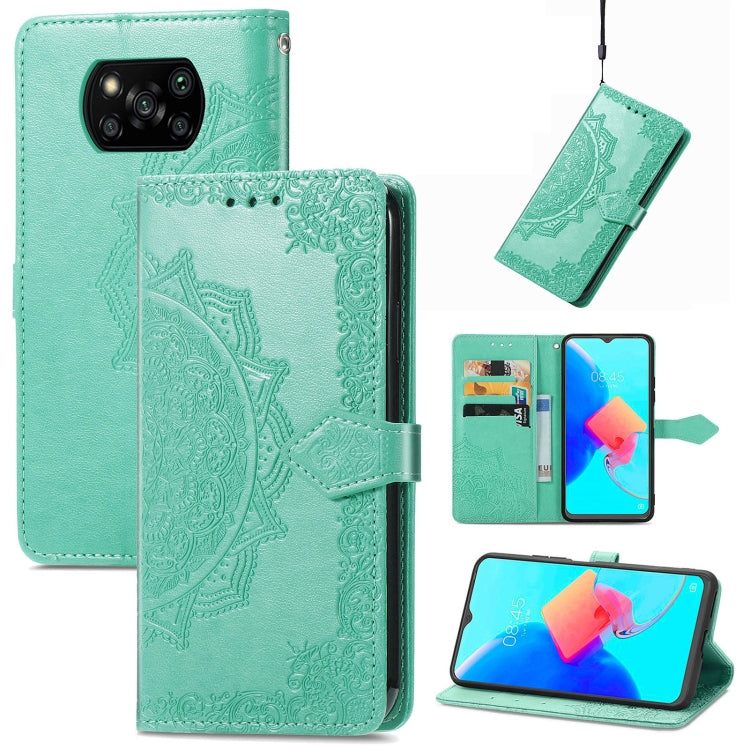 Mandala Flower Embossed Leather Phone Case, For ZTE Blade V40 Pro, For Xiaomi Redmi A1+, For Huawei Mate 50 Pro, For Xiaomi Poco X3 Pro