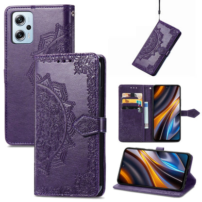 Mandala Flower Embossed Leather Phone Case, For Xiaomi Poco X4 GT, For Xiaomi Redmi Note 10S, For Asus Zenfone 9, For vivo T2X 5G