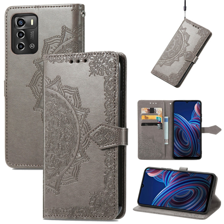 Mandala Flower Embossed Leather Phone Case, For UMIDIGI A13S, For ZTE Blade A72 4G, For Xiaomi Poco M5, For ZTE Blade V40S