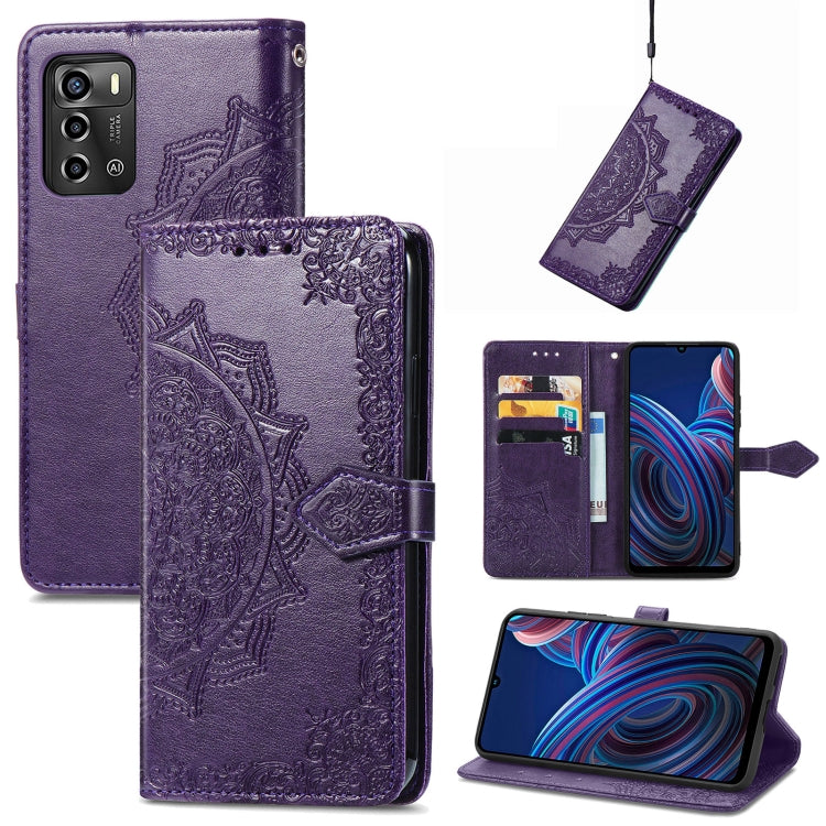 Mandala Flower Embossed Leather Phone Case, For UMIDIGI A13S, For ZTE Blade A72 4G, For Xiaomi Poco M5, For ZTE Blade V40S