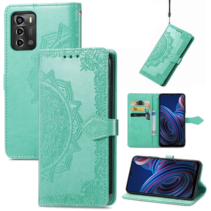 Mandala Flower Embossed Leather Phone Case, For UMIDIGI A13S, For ZTE Blade A72 4G, For Xiaomi Poco M5, For ZTE Blade V40S