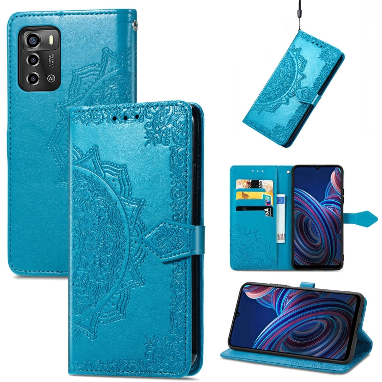 Mandala Flower Embossed Leather Phone Case, For UMIDIGI A13S, For ZTE Blade A72 4G, For Xiaomi Poco M5, For ZTE Blade V40S