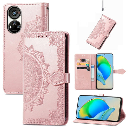 Mandala Flower Embossed Leather Phone Case, For UMIDIGI A13S, For ZTE Blade A72 4G, For Xiaomi Poco M5, For ZTE Blade V40S