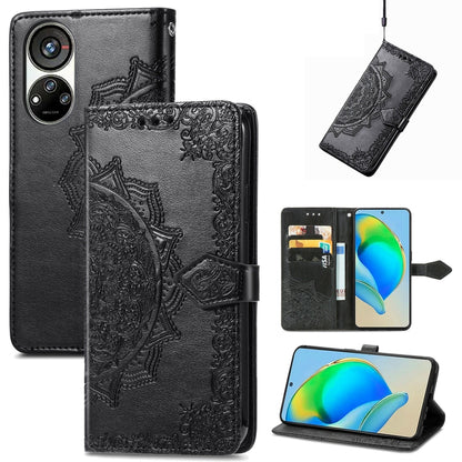 Mandala Flower Embossed Leather Phone Case, For UMIDIGI A13S, For ZTE Blade A72 4G, For Xiaomi Poco M5, For ZTE Blade V40S