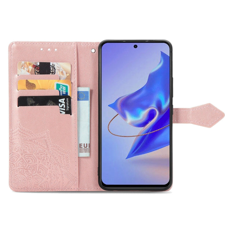 Mandala Flower Embossed Leather Phone Case, For ZTE Blade V40 Pro, For Xiaomi Redmi A1+, For Huawei Mate 50 Pro, For Xiaomi Poco X3 Pro