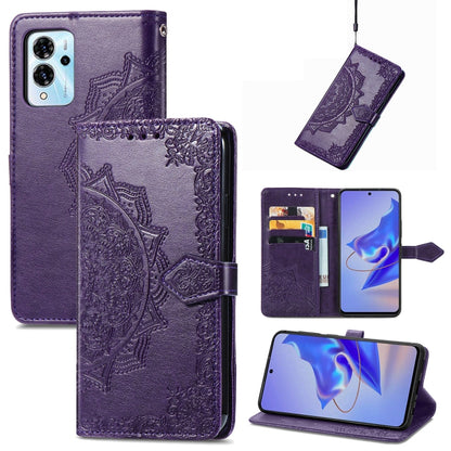 Mandala Flower Embossed Leather Phone Case, For ZTE Blade V40 Pro, For Xiaomi Redmi A1+, For Huawei Mate 50 Pro, For Xiaomi Poco X3 Pro