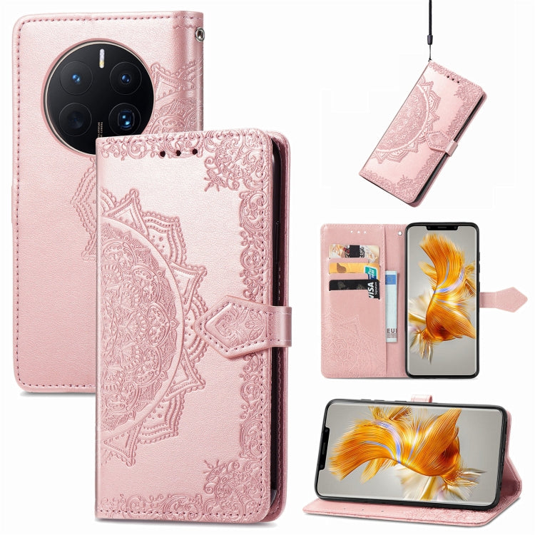 Mandala Flower Embossed Leather Phone Case, For ZTE Blade V40 Pro, For Xiaomi Redmi A1+, For Huawei Mate 50 Pro, For Xiaomi Poco X3 Pro