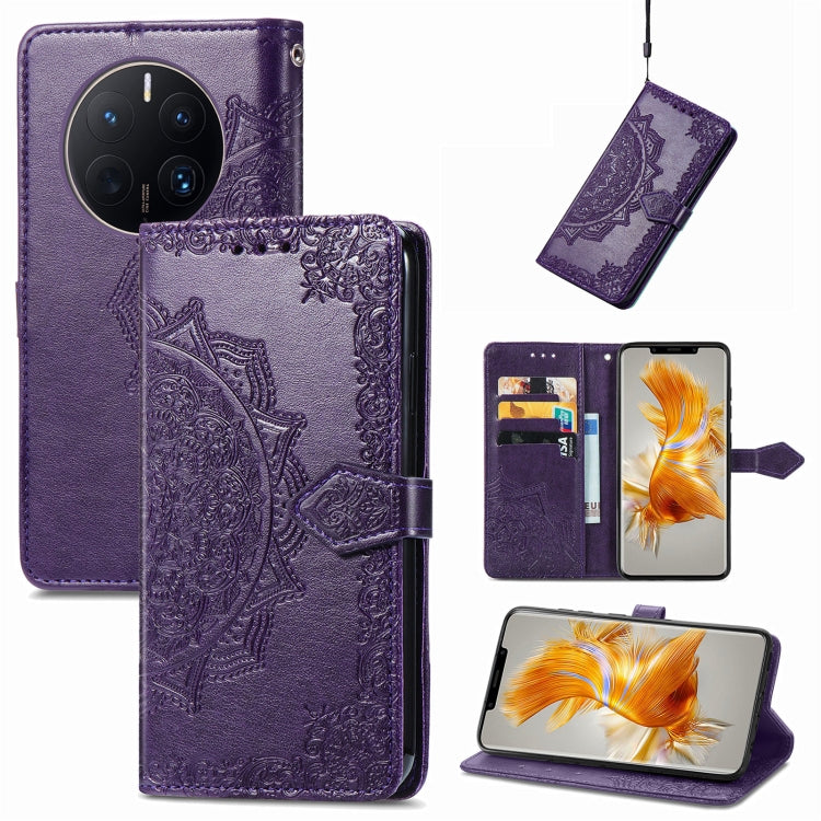 Mandala Flower Embossed Leather Phone Case, For ZTE Blade V40 Pro, For Xiaomi Redmi A1+, For Huawei Mate 50 Pro, For Xiaomi Poco X3 Pro