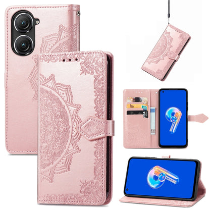 Mandala Flower Embossed Leather Phone Case, For Xiaomi Poco X4 GT, For Xiaomi Redmi Note 10S, For Asus Zenfone 9, For vivo T2X 5G