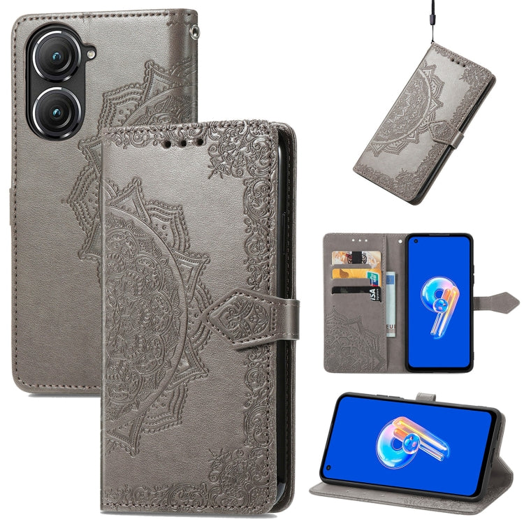 Mandala Flower Embossed Leather Phone Case, For Xiaomi Poco X4 GT, For Xiaomi Redmi Note 10S, For Asus Zenfone 9, For vivo T2X 5G