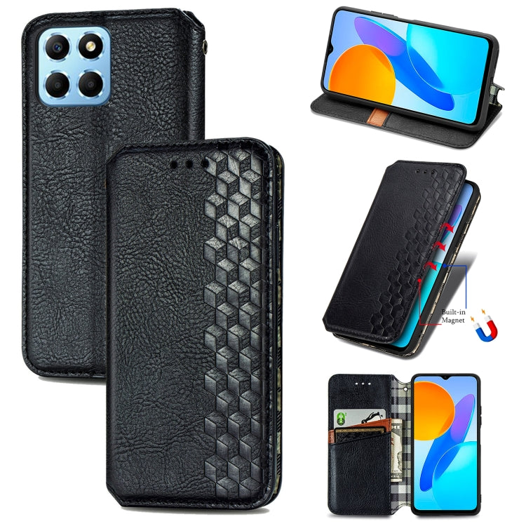 Cubic Grid Pressed Magnetic Leather Phone Case, For Honor X8 5G, For infinix Note 11, For OPPO Reno8 Pro, For OPPO Reno8