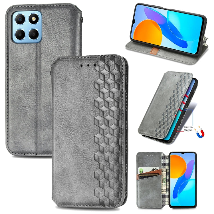 Cubic Grid Pressed Magnetic Leather Phone Case, For Honor X8 5G, For infinix Note 11, For OPPO Reno8 Pro, For OPPO Reno8
