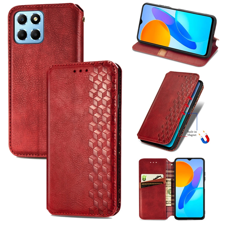 Cubic Grid Pressed Magnetic Leather Phone Case, For Honor X8 5G, For infinix Note 11, For OPPO Reno8 Pro, For OPPO Reno8