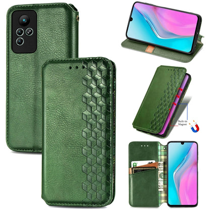 Cubic Grid Pressed Magnetic Leather Phone Case, For Honor X8 5G, For infinix Note 11, For OPPO Reno8 Pro, For OPPO Reno8