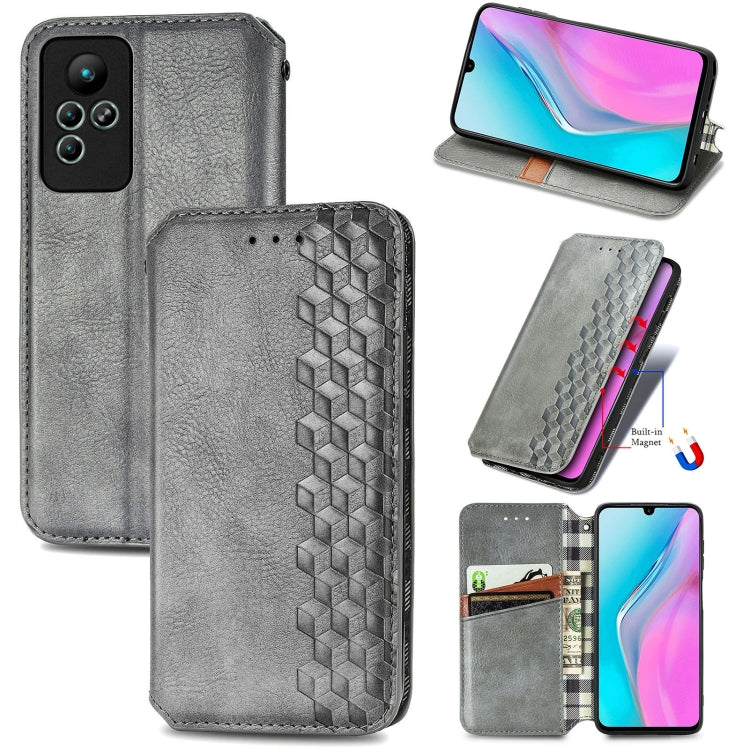 Cubic Grid Pressed Magnetic Leather Phone Case, For Honor X8 5G, For infinix Note 11, For OPPO Reno8 Pro, For OPPO Reno8